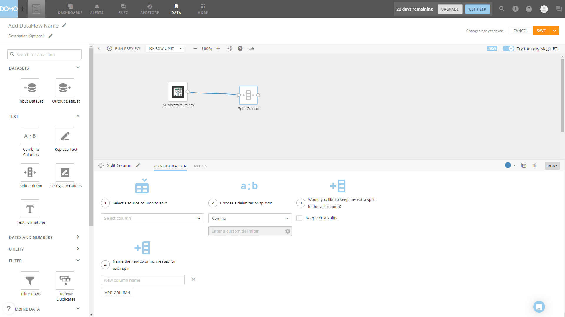 Figure 2-30 Split columns - Domo